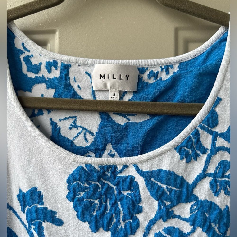 Milly White and Blue Floral Mini Dress - Picture 5 of 10